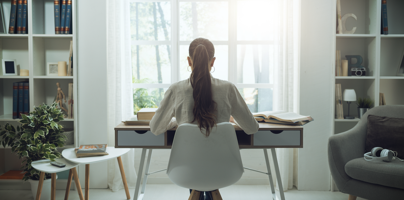 woman studying
