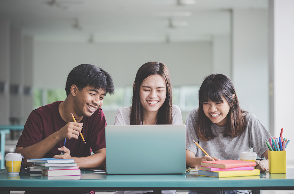student using technology