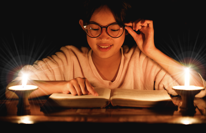 girl reading book creative