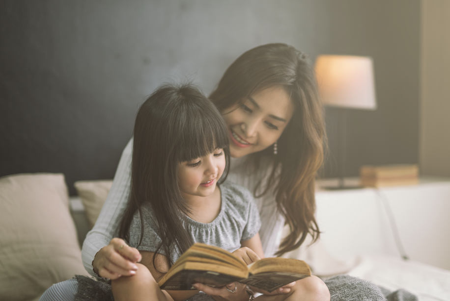 girl reading book and building bond