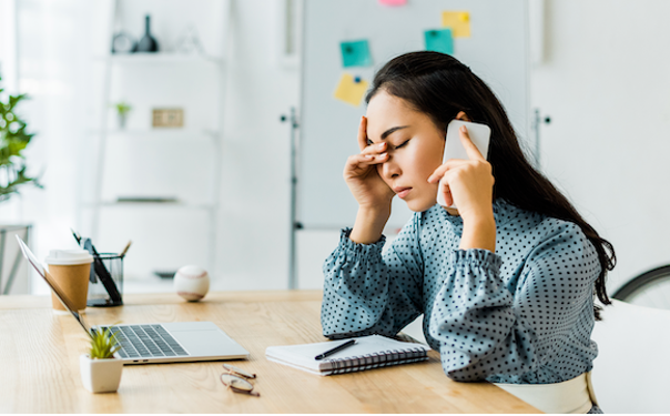 girl stressed by work
