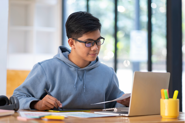 teen student preparing for exam