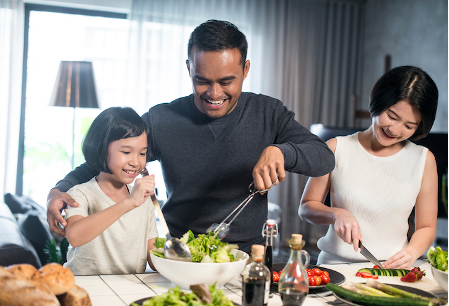 family cooking together