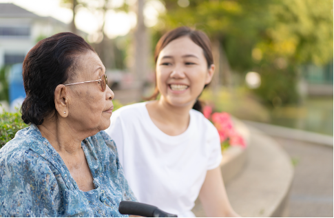 lady with elderly grandparent
