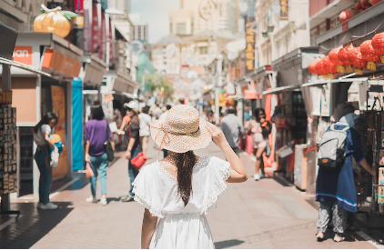 woman shopping in street