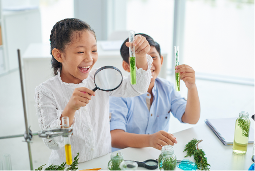 student enjoying chemistry