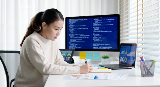 student focus on work
