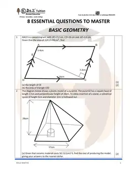 Basic Geometry – Secondary 1 Math practice questions