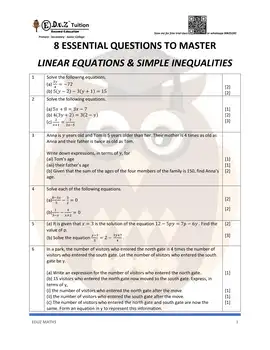 Linear Equations & Simple Inequalities – Secondary 1 Math practice questions