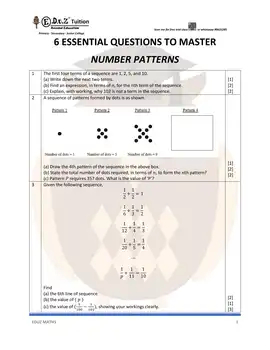 Number Patterns – Secondary 1 Math practice questions