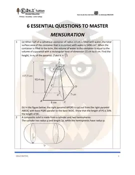 Mensuration – Secondary 2 Math practice questions