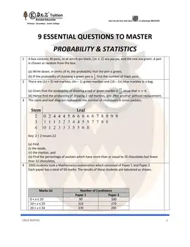Probability & Statistics – Secondary 2 Math practice questions