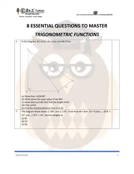 Trigonometric Functions – Secondary 2 Math practice questions