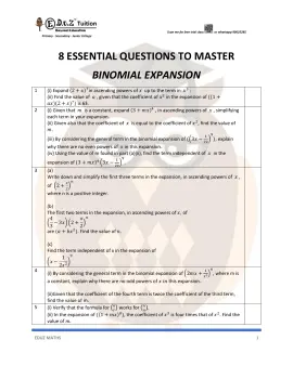 Binomial Expansion – Secondary 3 A-Math practice questions