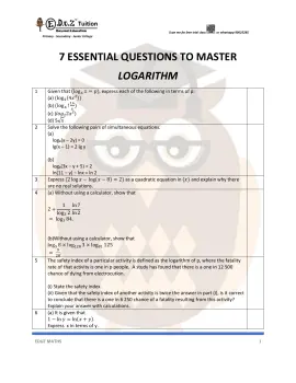 Logarithm – Secondary 3 A-Math practice questions