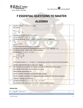 Algebra – Secondary 3 E-Math practice questions