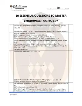 Coordinate Geometry – Secondary 3 E-Math practice questions