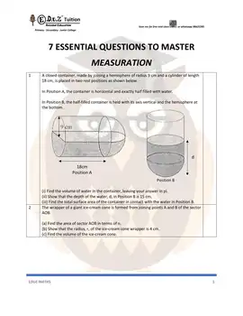 Mensuration – Secondary 3 E-Math practice questions
