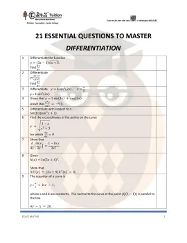 Differentiation – Secondary 4 A-Math practice questions